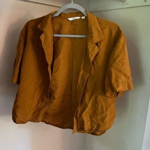 Rust orange shirt sleeve button up Uniqlo XS